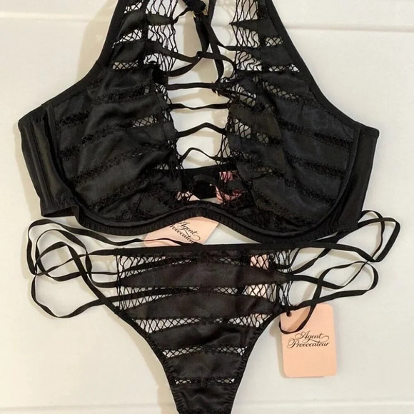 Agent Provocateur Rayna Black 2-piece Set: Bra 34B / Thong AP4 Large - Picture 11 of 13